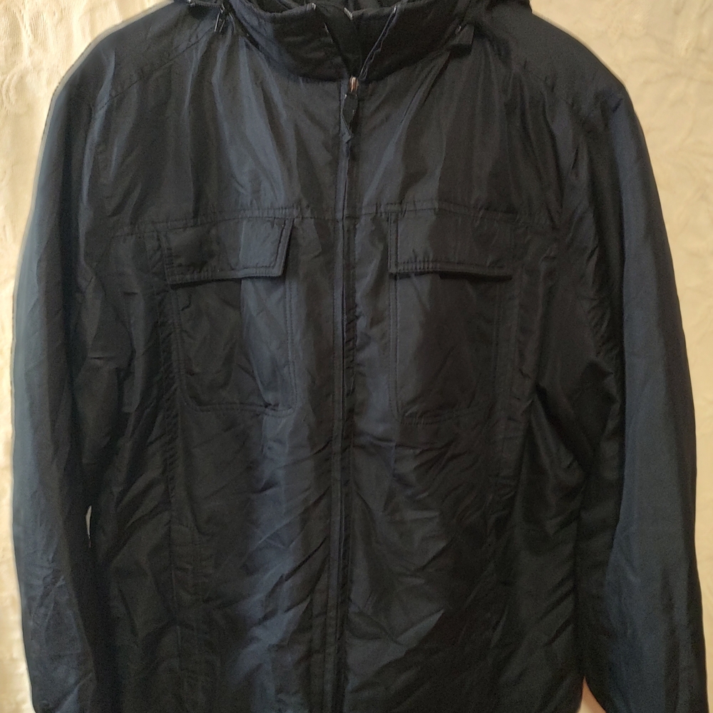 Stonecast Men's Black Hooded Jacket Size Large